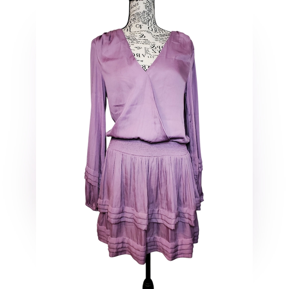 DO+BE Lilac Long Sleeve Tiered Mini Dress Size S NWOT